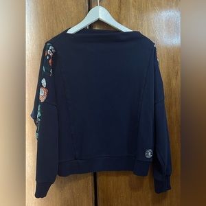 Navy Tommy Hilfiger Sweater With Floral sleeves